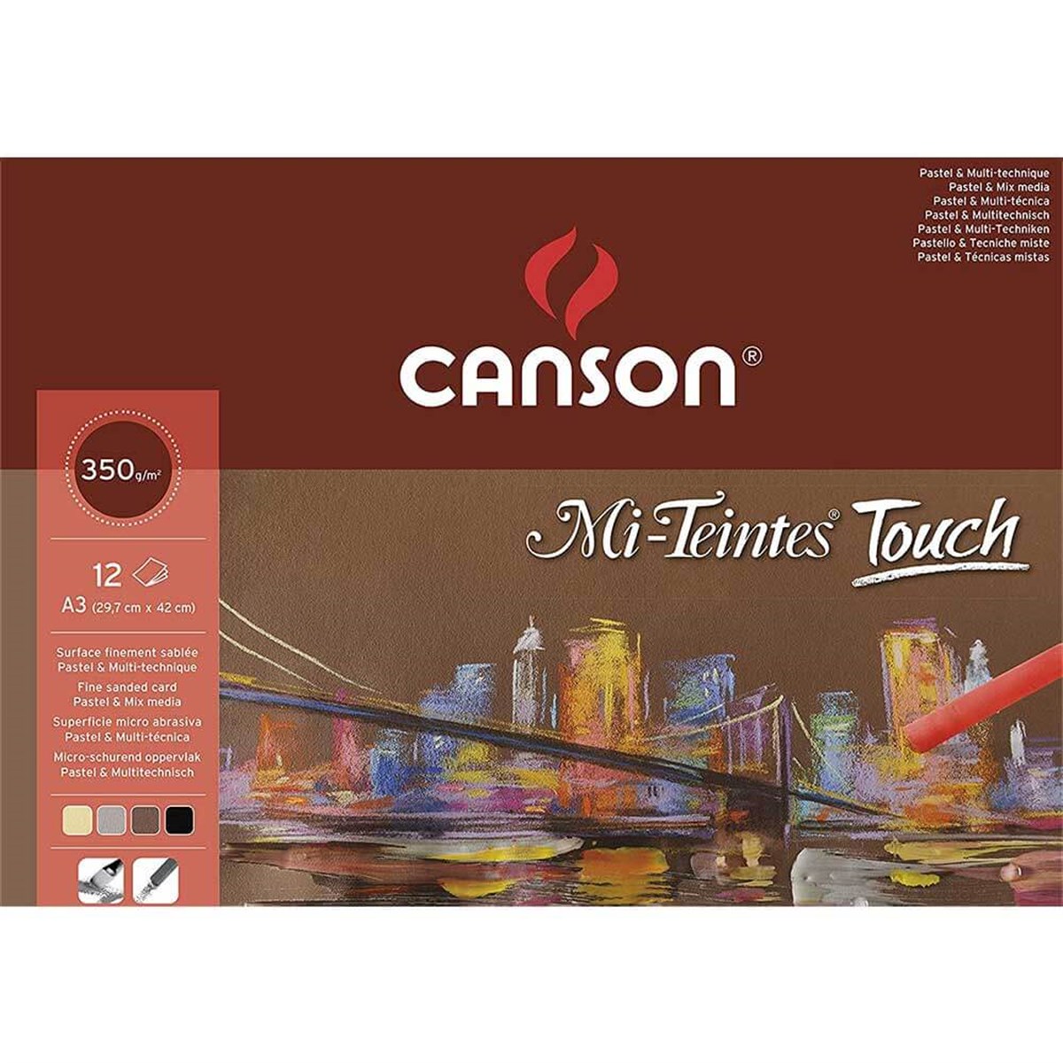 Canson Mi-Teintes Touch Kum Dokulu Pastel Blok A3 350 gr. 12YpCanson Mi-Teintes Touch Kum Dokulu Pastel Blok A3 350 gr. 12 YpResim DefteriCanson