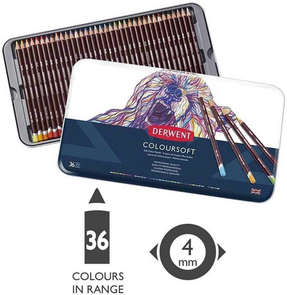 Derwent Coloursoft Colour Pencils Renkli Yumuşak Kuru Boya Kalemi 36'lı Teneke KutuKuru Boya SetleriDerwent