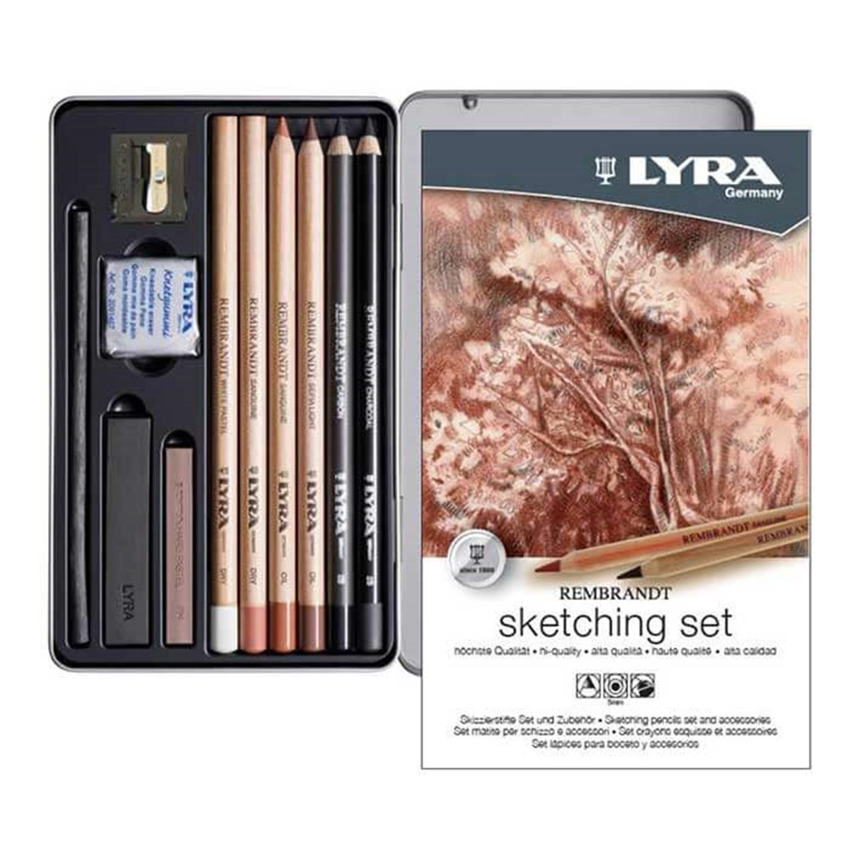 Lyra Rembrandt Metal Kutu Sketching Set Boya Kalemi, 11'LiTeknik Çizim ve Grafik KalemleriLyra