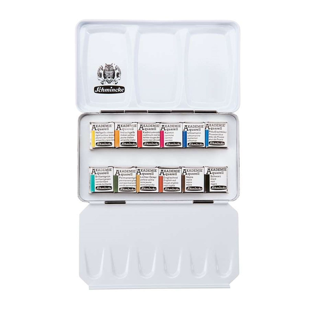 Schmincke Akademie Metal Kutu Suluboya Set 12 x 1/2 Yarım Tablet