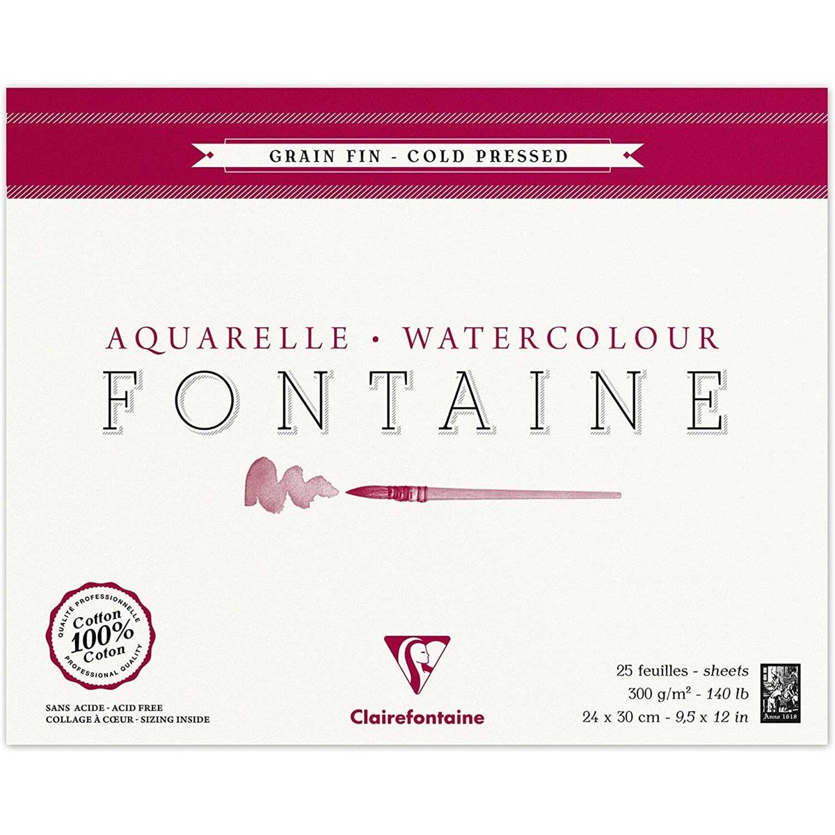 ClairefontaineFT96414Clairefontaine Fontaine Orta Dokulu Suluboya Blok 24x30 300gr 10 Lu