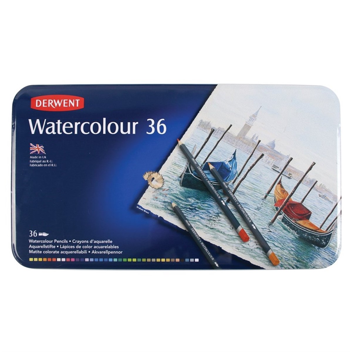 Derwent32885Derwent Watercolour 36'Lı Suluboya Kalemi  Teneke Kutu
