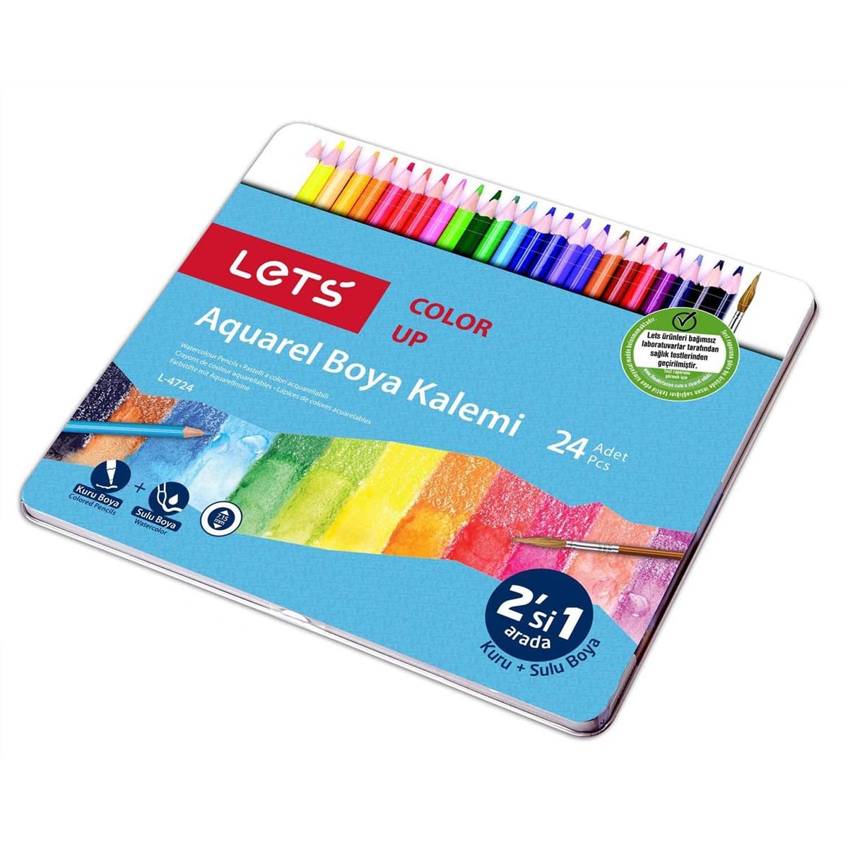LetsL-4724Lets 24 Renk Aquarel Boya Kalemi Metal Kutu