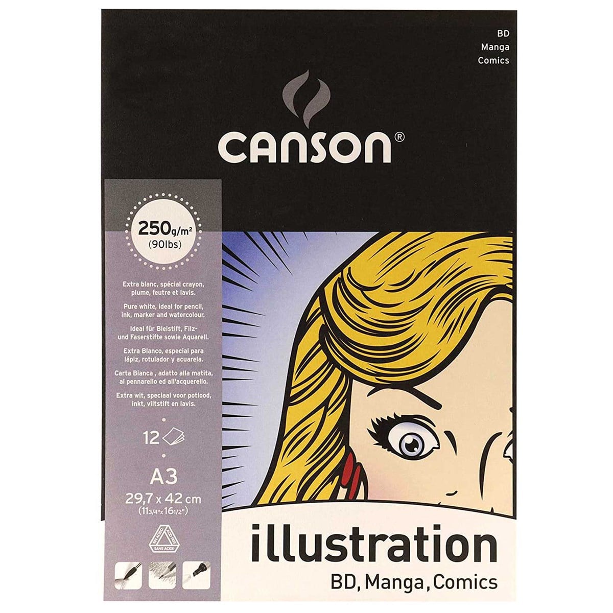 Canson400084179Canson Illustration Manga Çizim Blok 250gr-A3