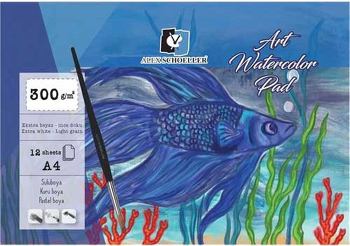 Alex Schoeller A4 Art Watercolor Blok İnce Dokulu Ekstra White 300g 12 YpResim DefteriAlex Schoeller