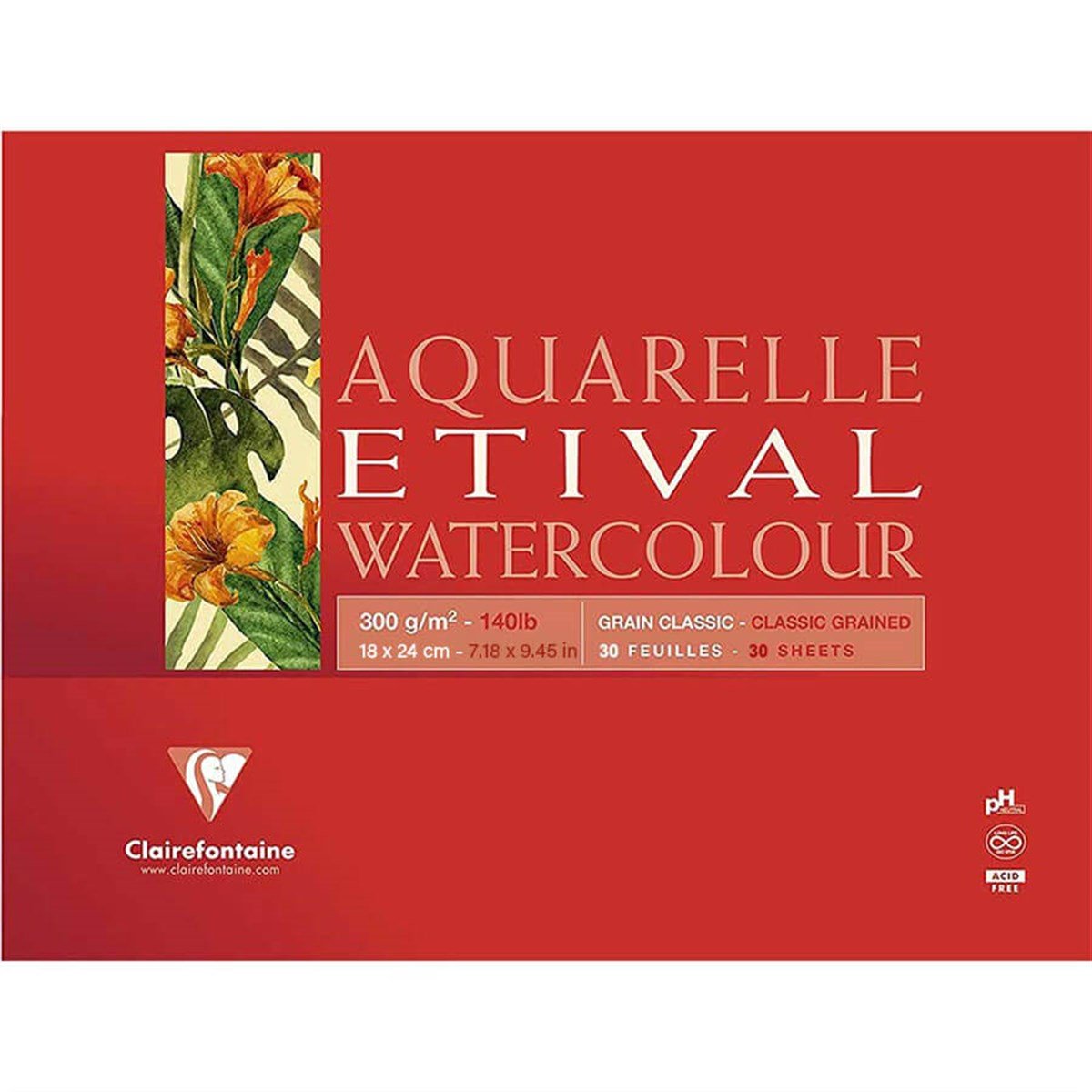 Clairefontaine Etival Classi18x24cm 300gr Uzun Kenarı Yapışkanlı 30 YaprakClairefontaine Etival Classi18x24cm 300gr Uzun Kenarı Yapışkanlı 30 YaprakSulu Boya BloklarıClairefontaine
