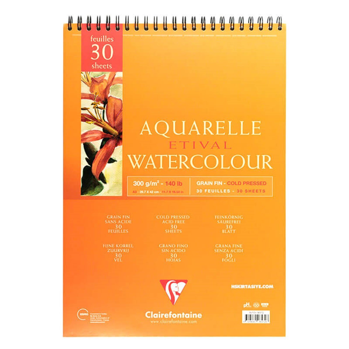 Clairefontaine Etival İnce Dokulu Sulu Boya Blok 300 gr A3 30 Yaprak Üstten SpiralliClairefontaine Etival İnce Dokulu Sulu Boya Blok 300 gr A3 30 Yaprak Üstten SpiralliSulu Boya BloklarıClairefontaine