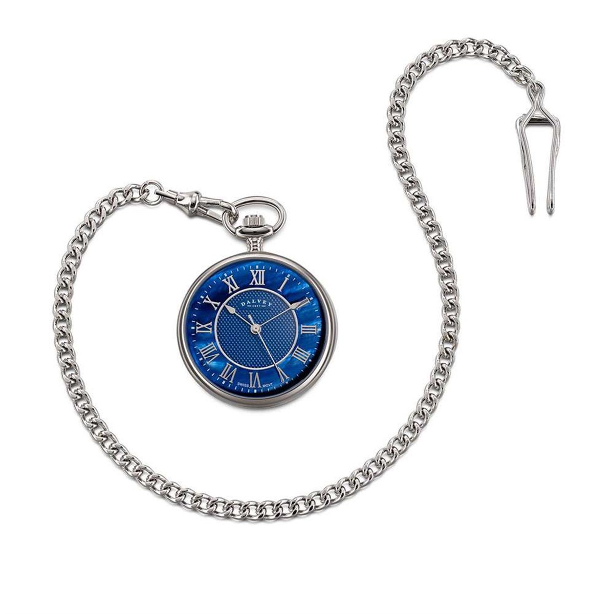 Dalvey Compact Pocket Watch Blue Mother of Pearl