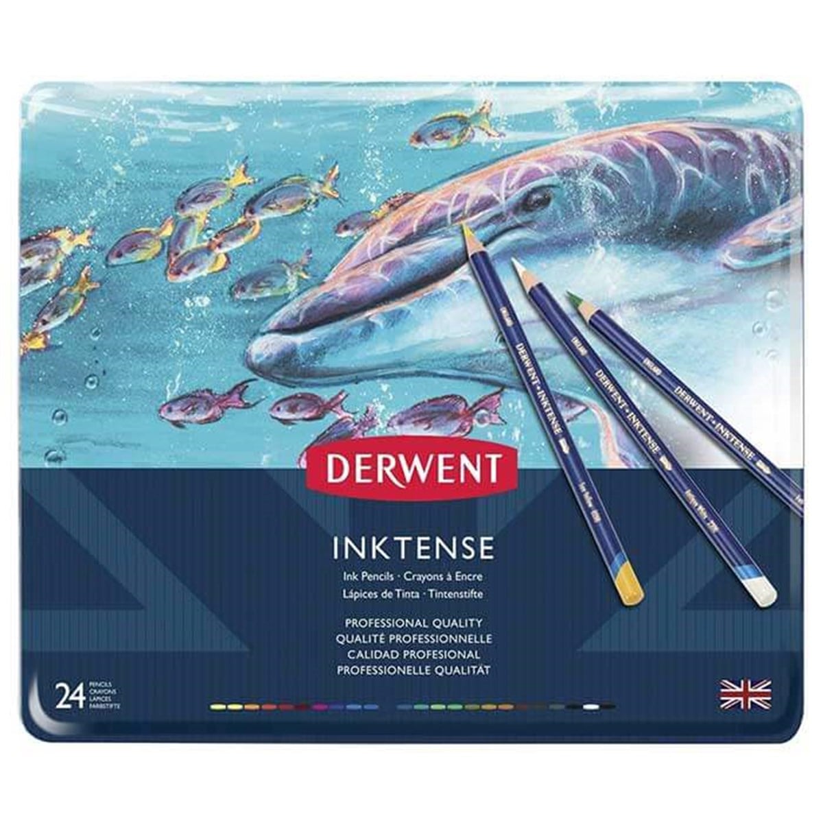 Derwent Inktense Pencils Mürekkep Bazlı Boya Kalemi 24'lü Teneke KutuSulu Boya SetleriDerwent