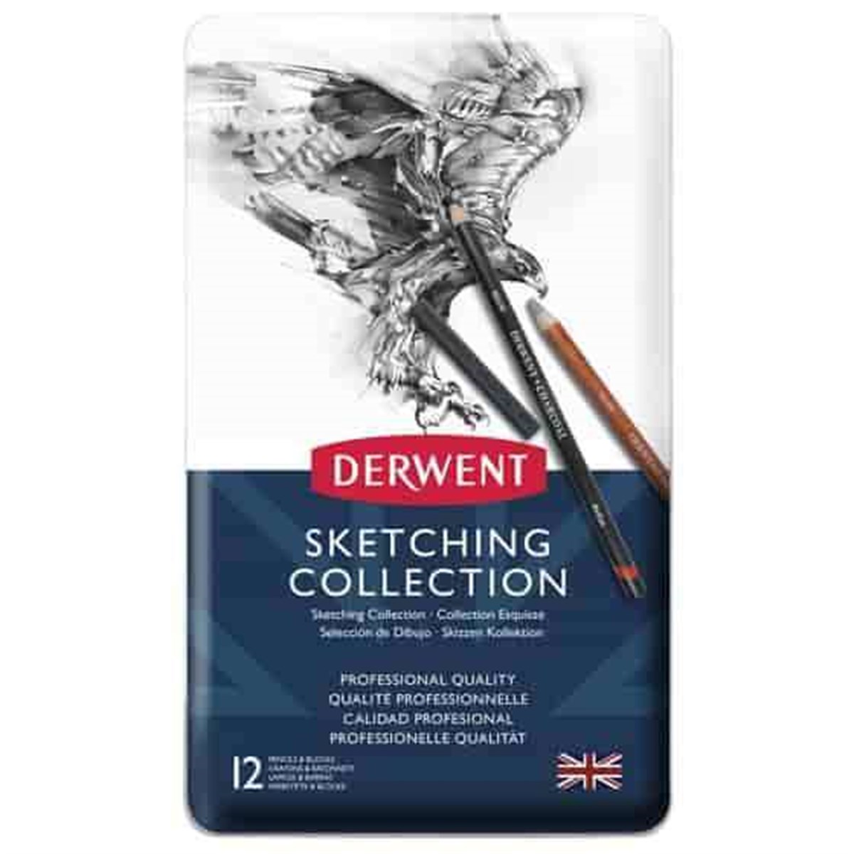 Derwent Sketching Collection, Metal Tin, 12 Count
