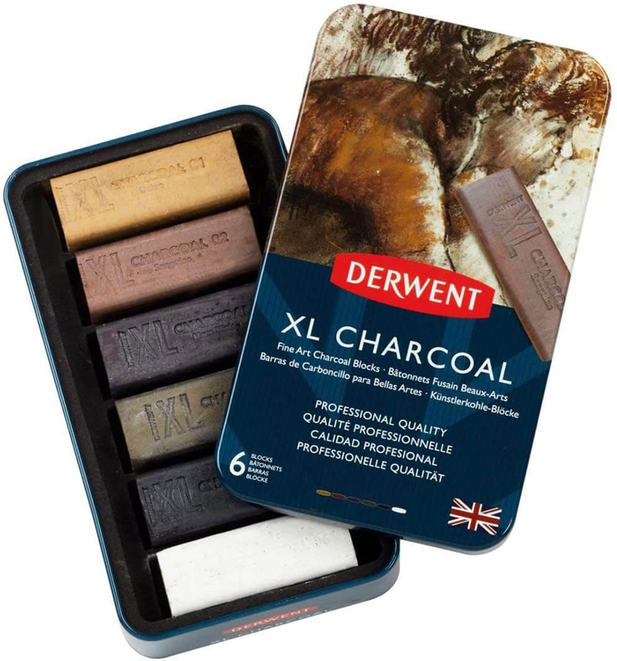 Derwent XL Charcoal 6'lı Teneke KutuDerwent XL Charcoal 6'lı Teneke KutuFüzenDerwent