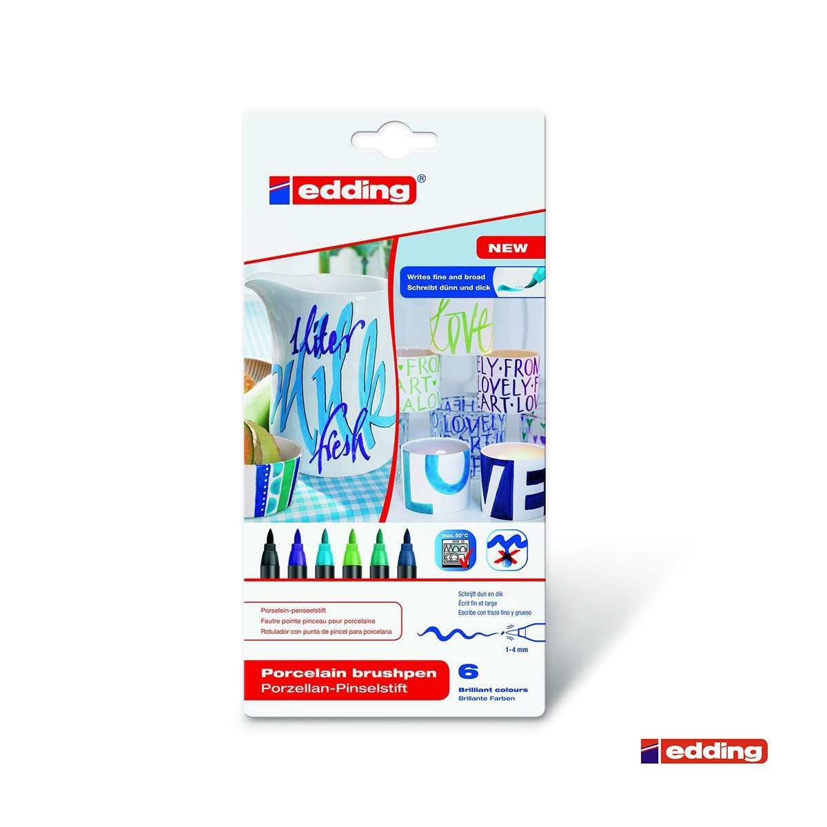 Edding Porselen Kalemi Soğuk Renkler 6 Renk