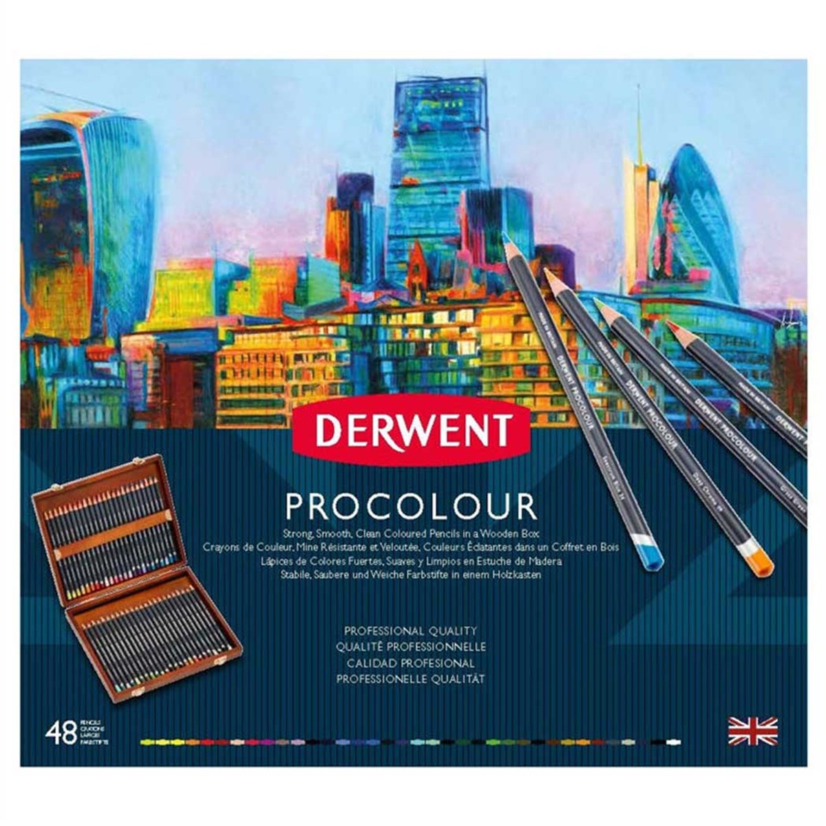 Derwent2302523Derwent Procolour Kuru Boya Kalemi 48'li Ahşap Kutu