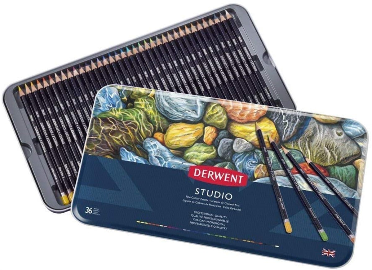 Derwent32198Derwent Studio Kuruboya Kalemi 36'lı Teneke Kutu