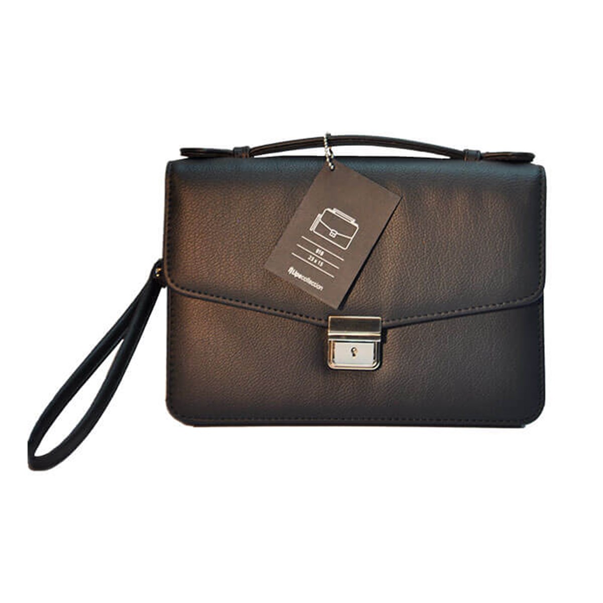 Lipe Collection Siyah Suni Deri Yatay El Çantası 23x15Suni Deri El ÇantasıÇantalarLipe Collection