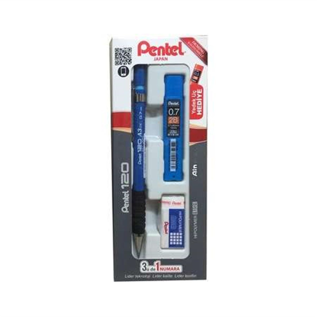 Pentel A317-3CS 120A3 (0.7mm) 3'Lü Okul Seti Mavi