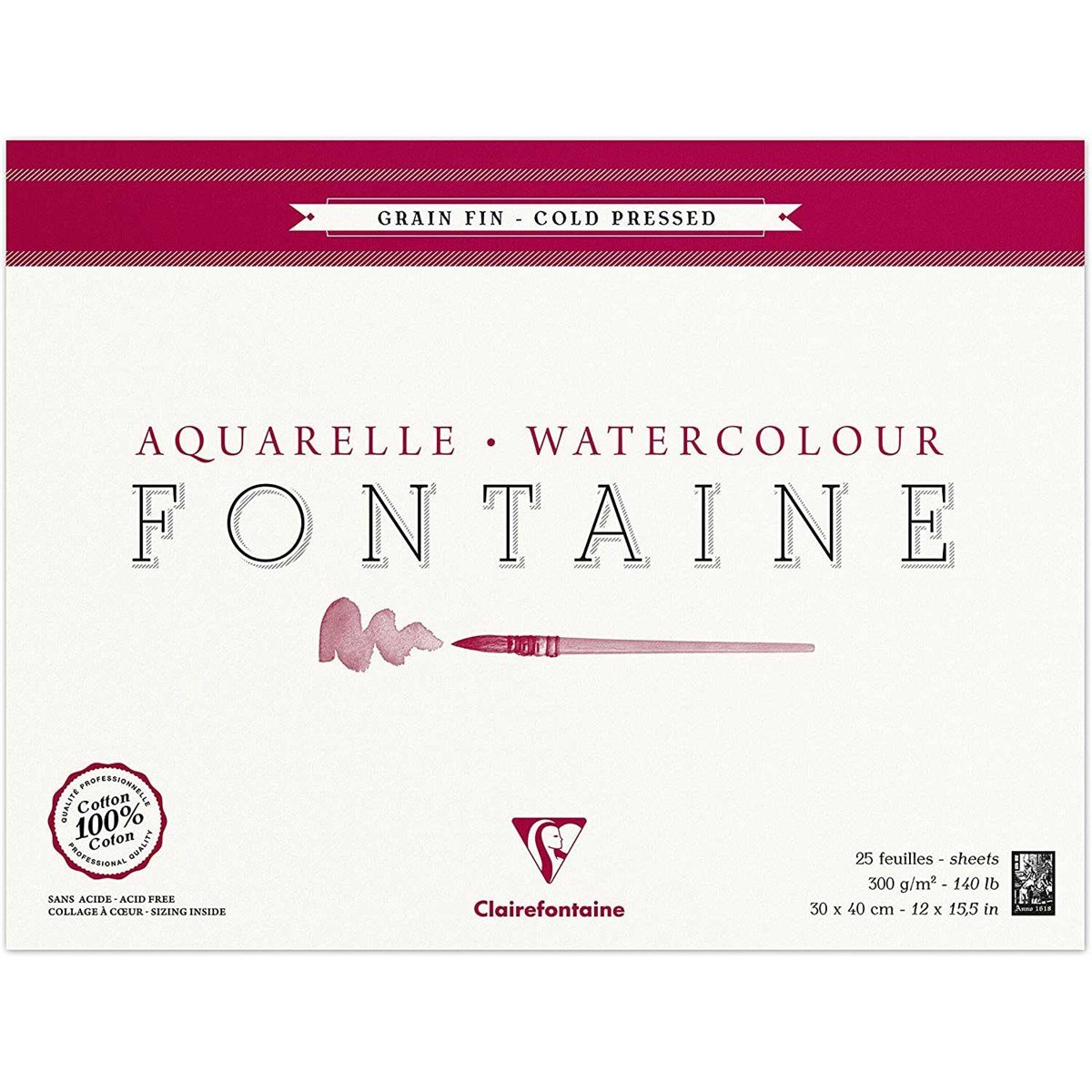 ClairefontaineFT96415Clairefontaine Fontaine Orta Dokulu Suluboya Blok 30*40 300gr 10 Lu