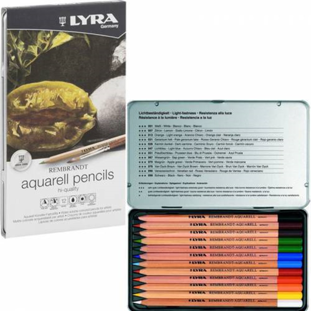 Lyra2700M12Lyra Rembrandt Aquarell 12 Set - Sulu Boya Kuru Kalem Seti 12 Renk