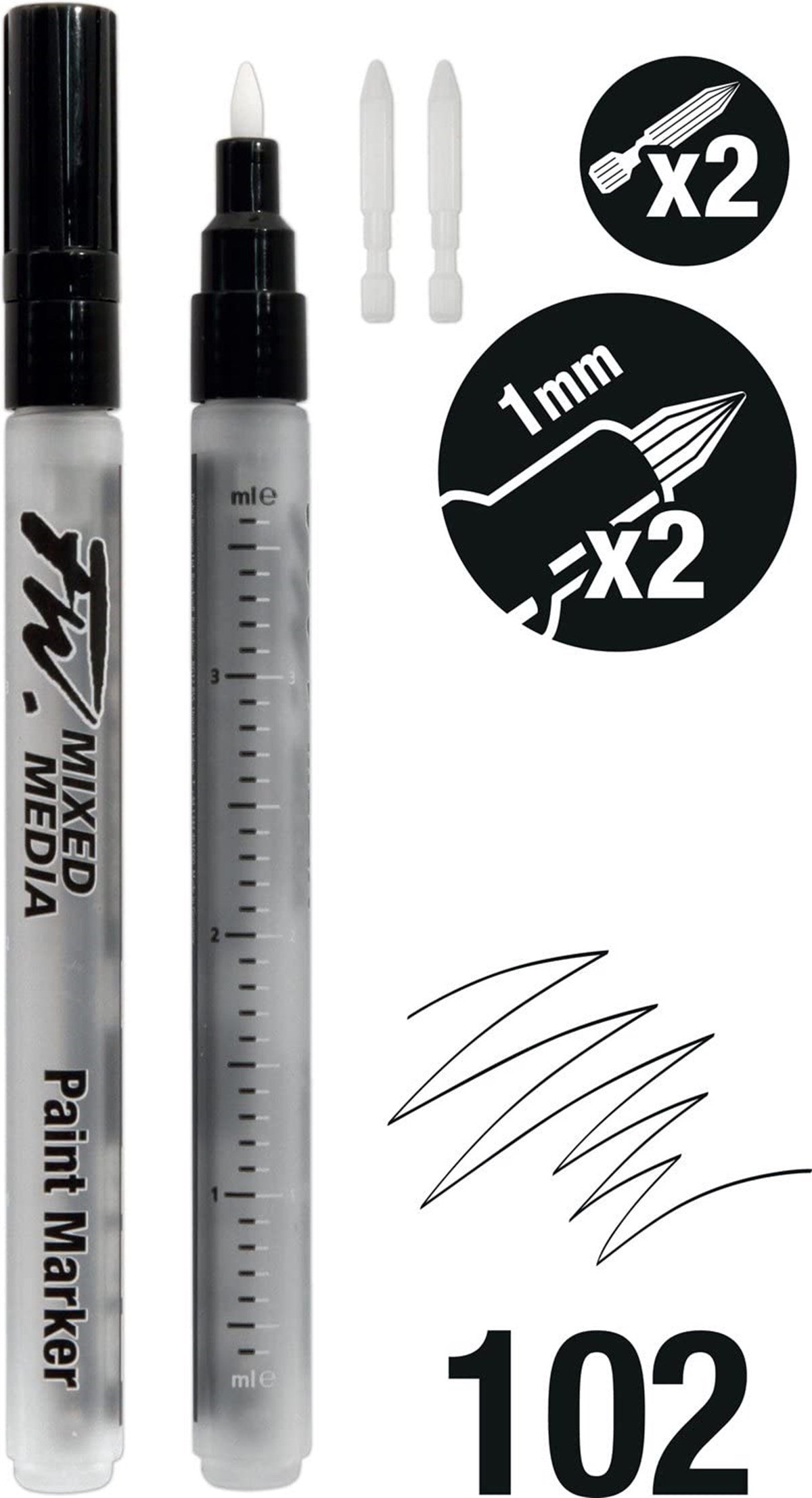 Daler Rowney160320102Daler Rowney FW Mixed Media Paint Marker Sets 102 1mm Sert Uç (S)