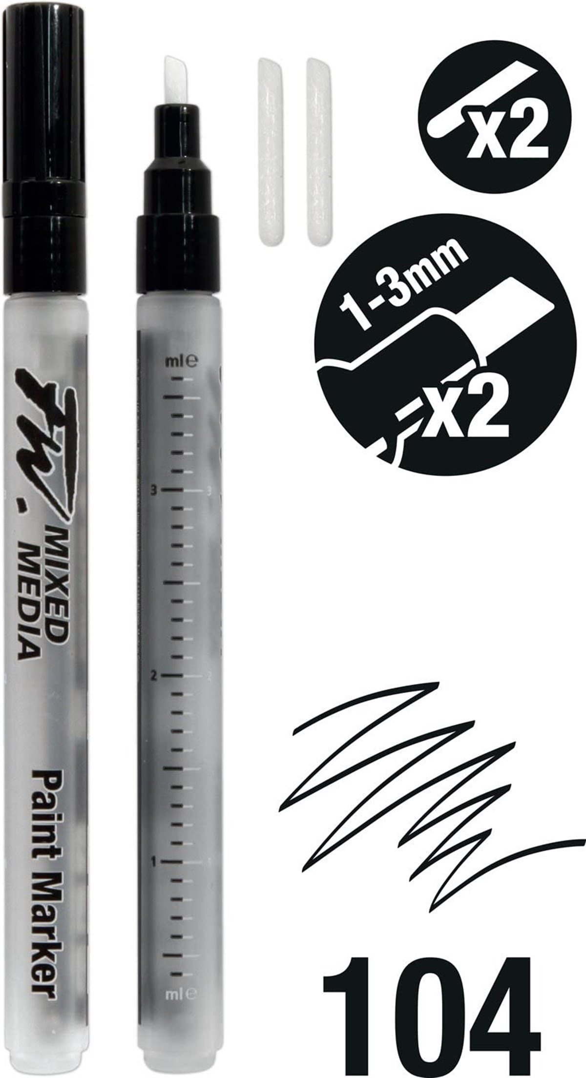 Daler Rowney160320104Daler Rowney FW Mixed Media Paint Marker Sets 104 1-3mm Kesik Uç (S)