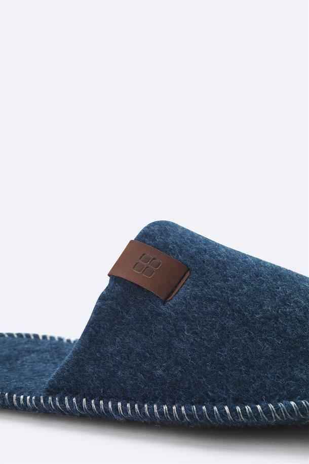 Navy Felt Slippers