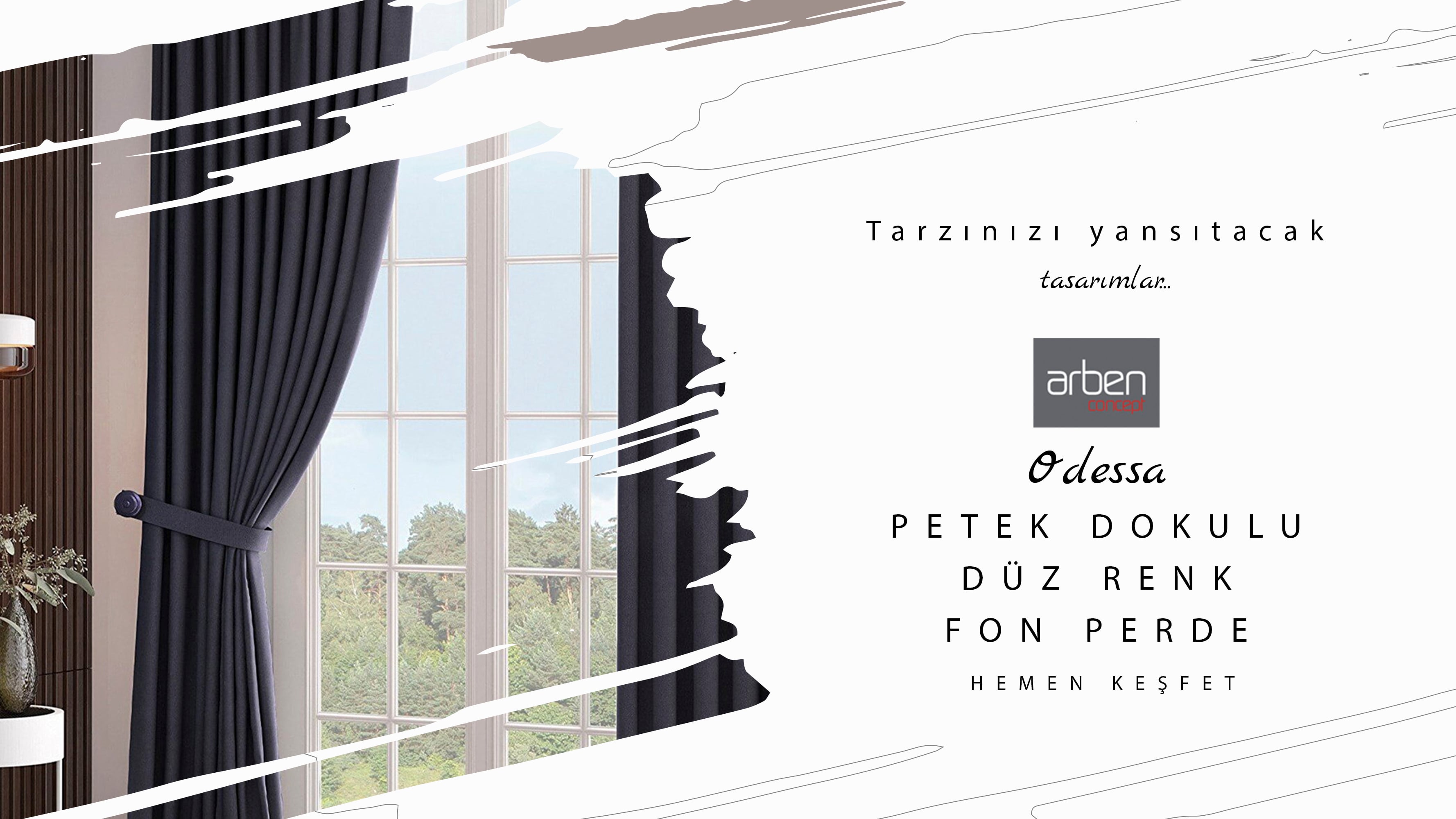 Arben Odessa Petek Dokulu Düz Renk Fon Perde