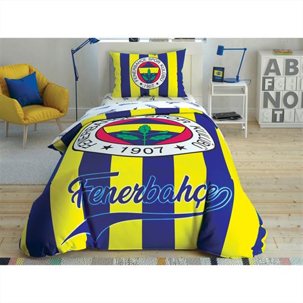 LİSANSLI ÜRÜNLERTAÇ6358HİLAL TEKSTİLTAÇ FENERBAHÇE ÇUBUKLU NEVRESİM TAKIMI TEK KİŞİLİK
