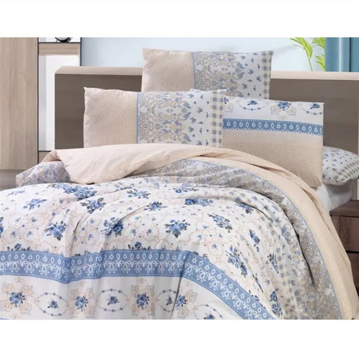 Tek Kişilik Nevresim TakımlarıKRİSTALkrstl01HİLAL TEKSTİL VE DERİ ÜRÜNLERİ GIDA SAN. TİC. LTD. ŞTİ.KRİSTAL MARY MAVİ TERRYCOTTON KUTULU NEVRESİM TAKIMI TEK KİŞİLİK