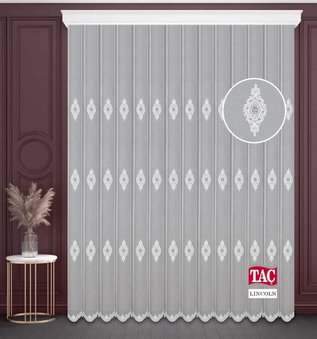 Tül PerdeTAÇ0001HİLAL TEKSTİL VE DERİ ÜRÜNLERİ GIDA SAN. TİC. LTD. ŞTİ.TAÇ LİNCOLN SOFT KETEN BRODE TÜL PERDE