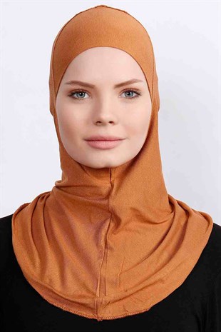 Boyunluklu Hijab Bone - Karamel