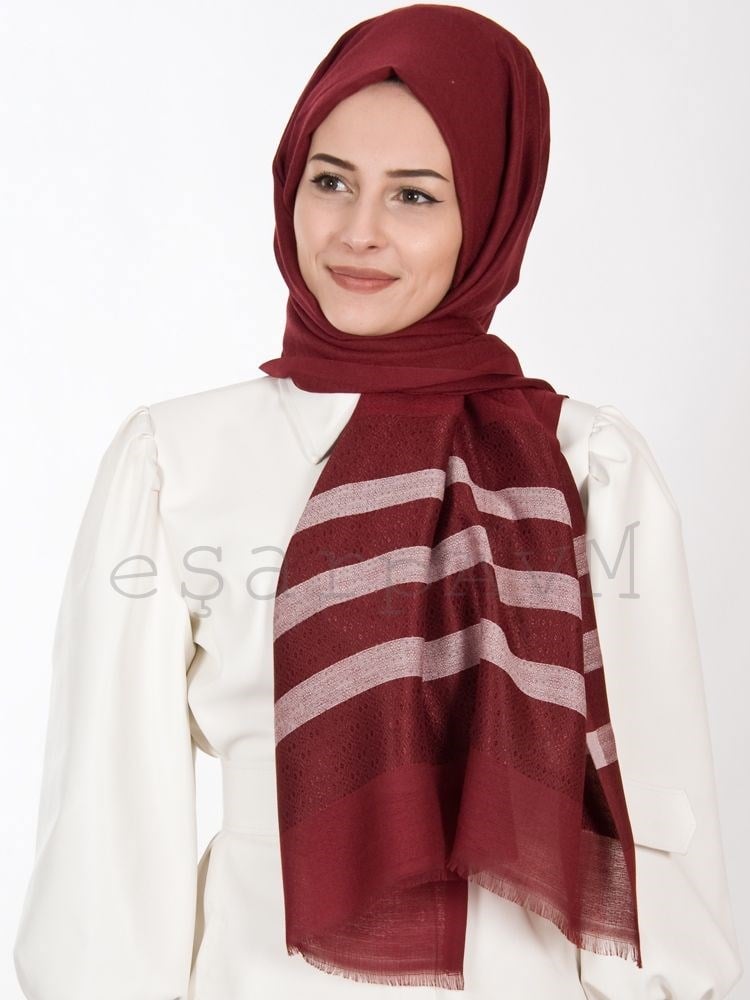 Balse Armürlü Pamuksu Şal Bordo