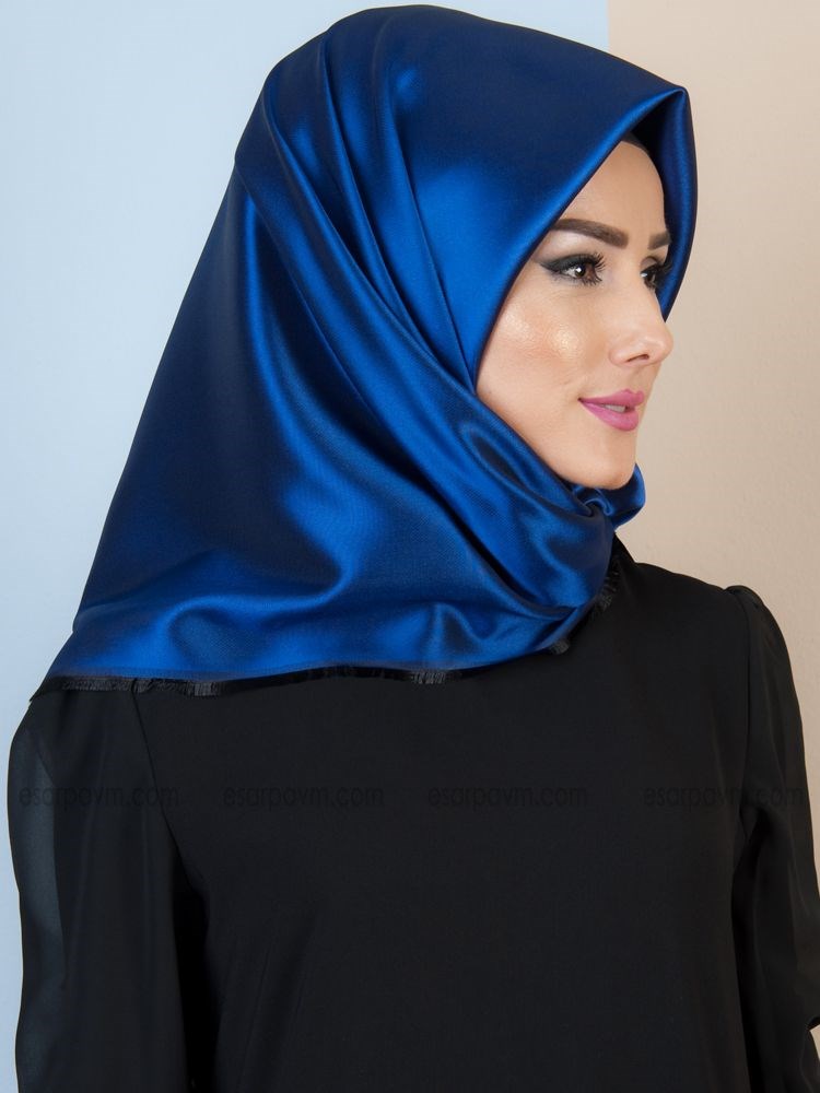 Balse Tafta Eşarp Saks-Siyah