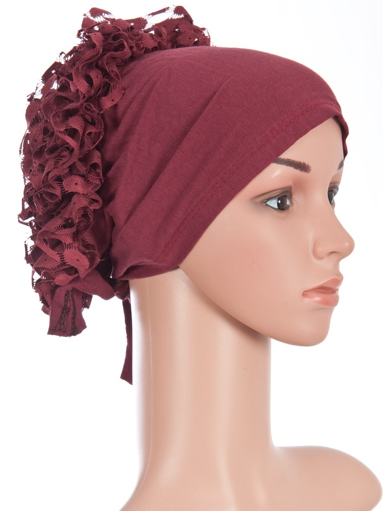 Dantelli Fırfırlı Bone - Bordo