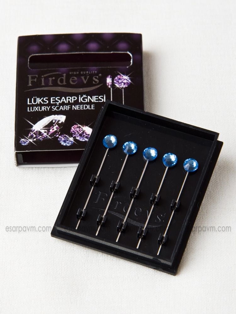 Firdevs Eşarp İğnesi 5'li Mavi