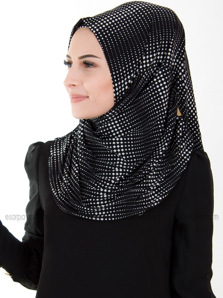 Firdevs Pratik Eşarp Kareli Siyah