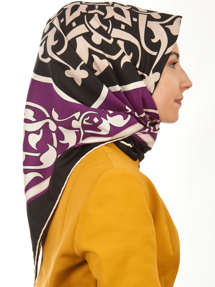 Miranda Twill Eşarp Siyah-Mor