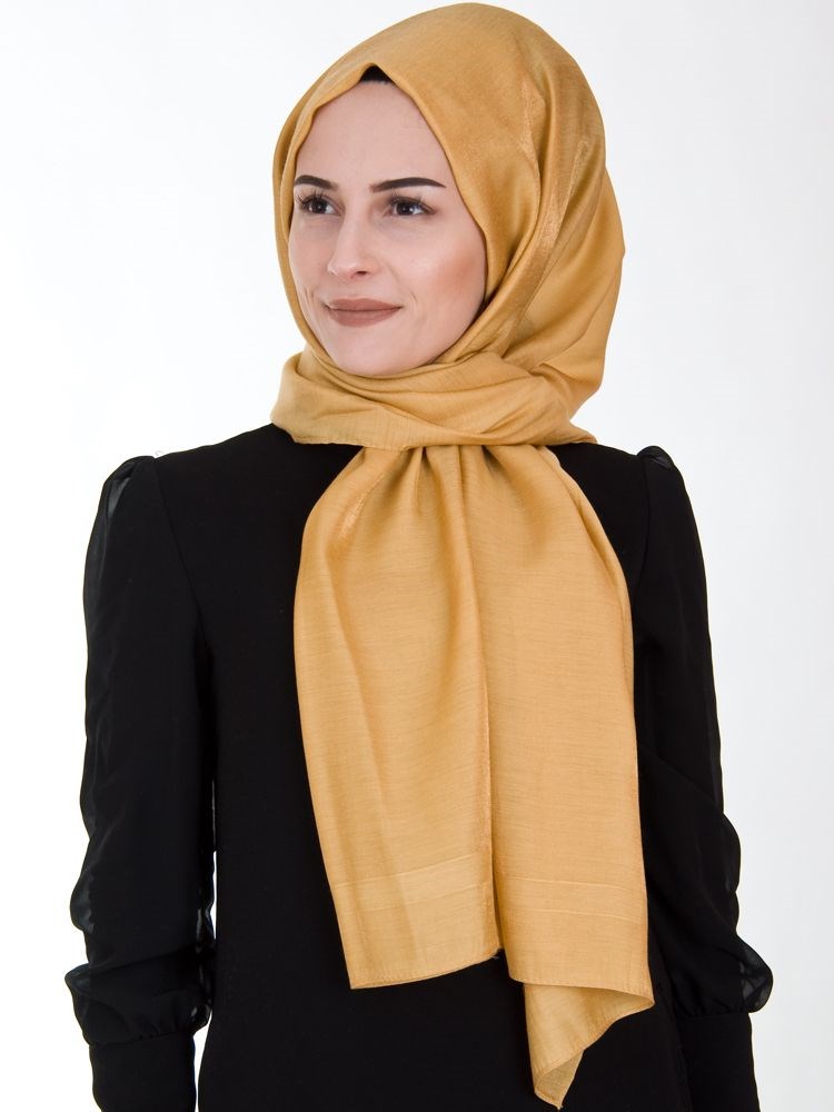 Piramit Exclusive Simli Çerçeveli Şal Altın Sarısı