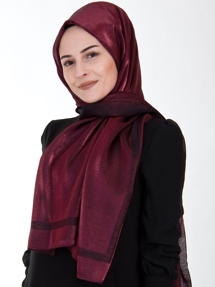 Piramit Exclusive Simli Çerçeveli Şal Vişne Çürüğü
