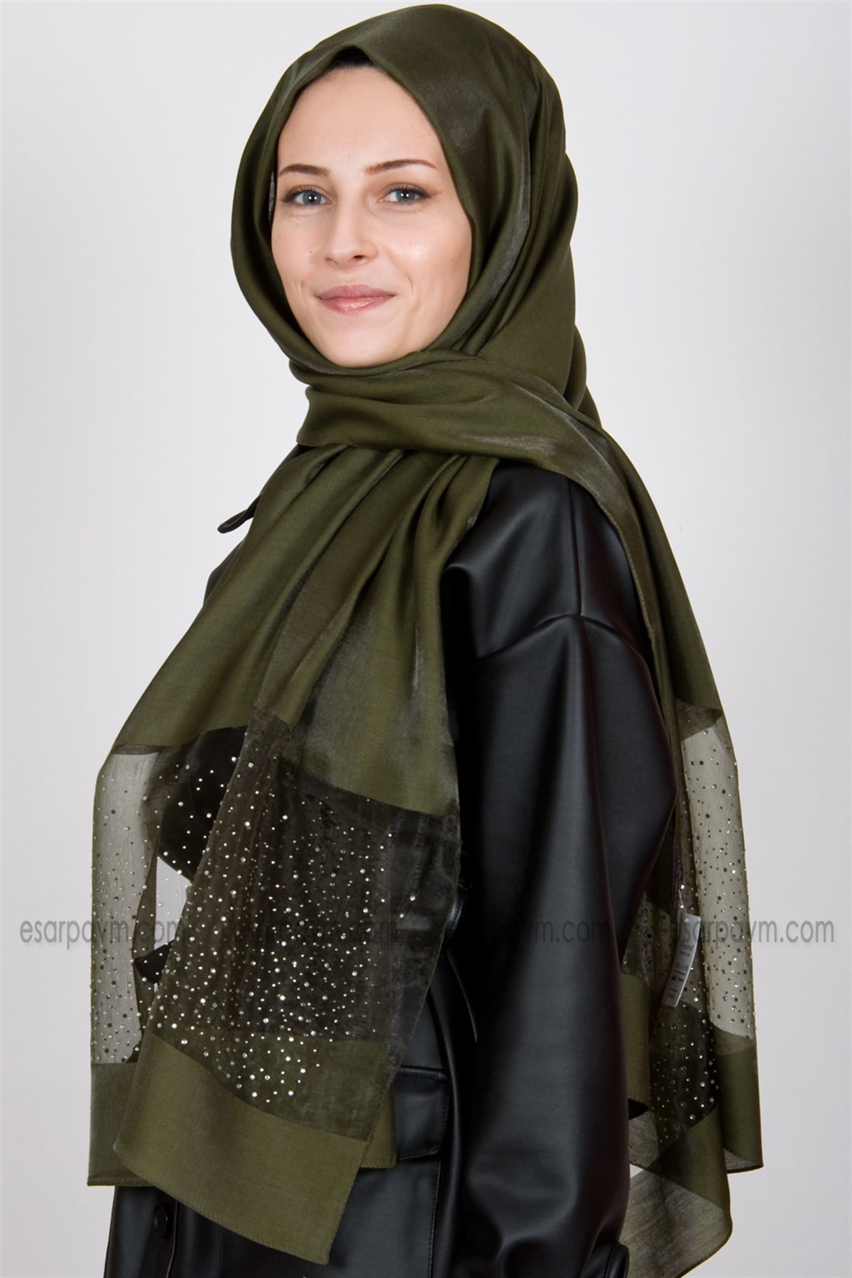 Piramit Exclusive Taşlı Şal Haki