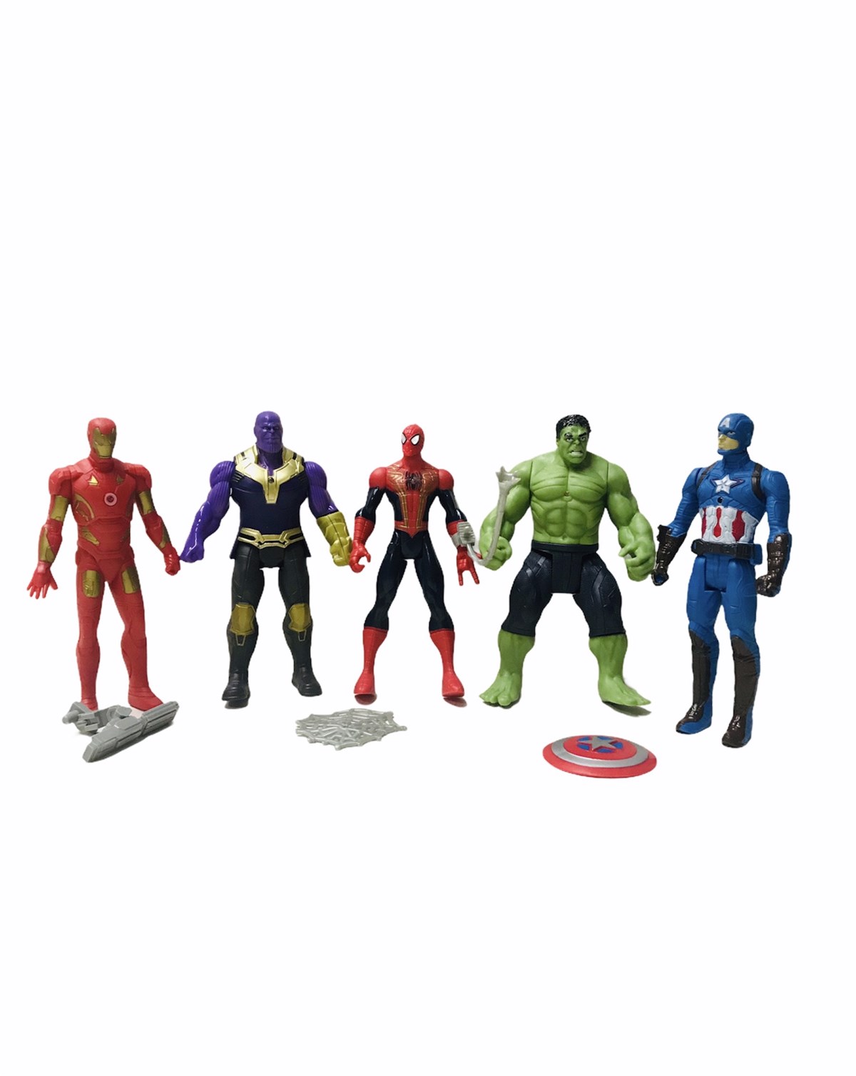 Avengers Süper Kahramanlar İronMan Thanos Örümcek Adam Hulk Kaptan Amerika  5li Işıklı Oyuncak - Süper Kahramanlar - Kaptan Oyuncak