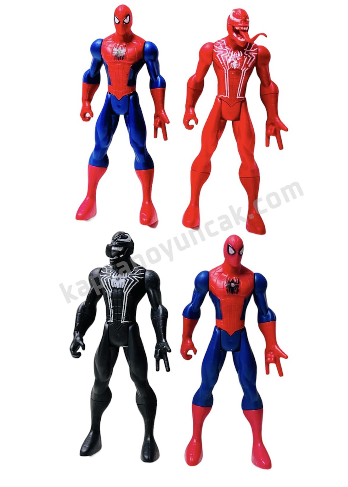 Süper Kahramanlar Işıklı Örümcek Adam Venom 4'lü Figür Oyuncak - Kaptan  Oyuncak