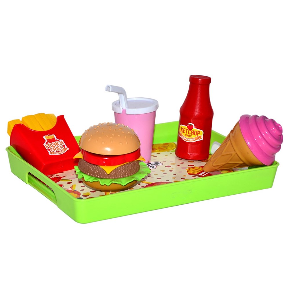 Tepsi Hamburger ve Dondurma Tatlı Oyun Seti - Kaptan Oyuncak