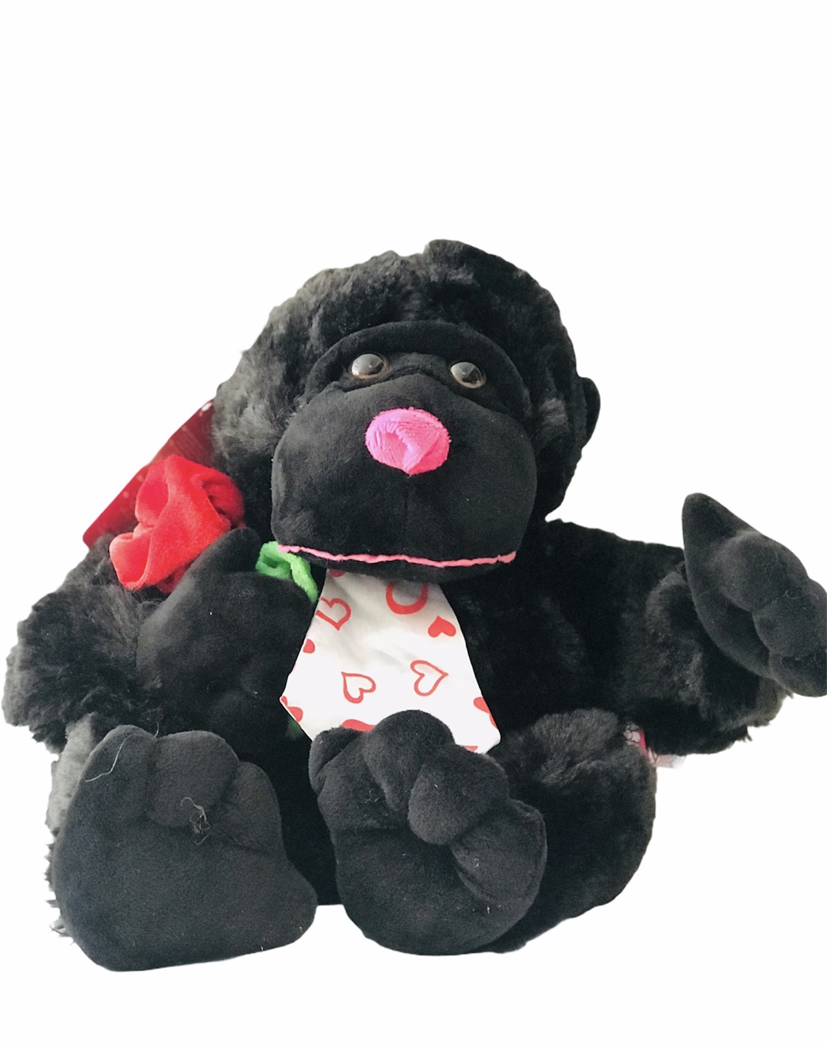 Çiçekli Peluş Goril 28 Cm Siyah Oyuncak - Kaptan Oyuncak