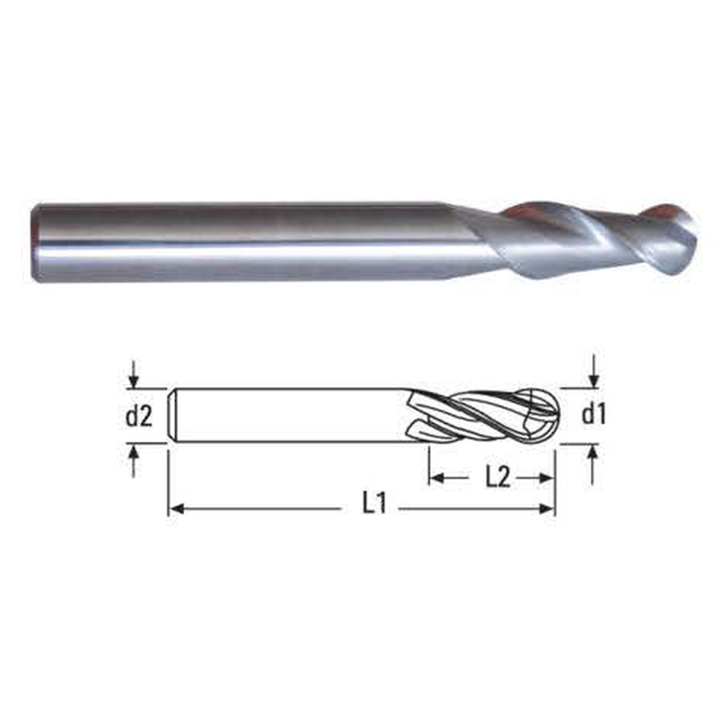 Mikro 6X19X57 Ø6 Z 2 Küre Alüminyum Karbür Freze