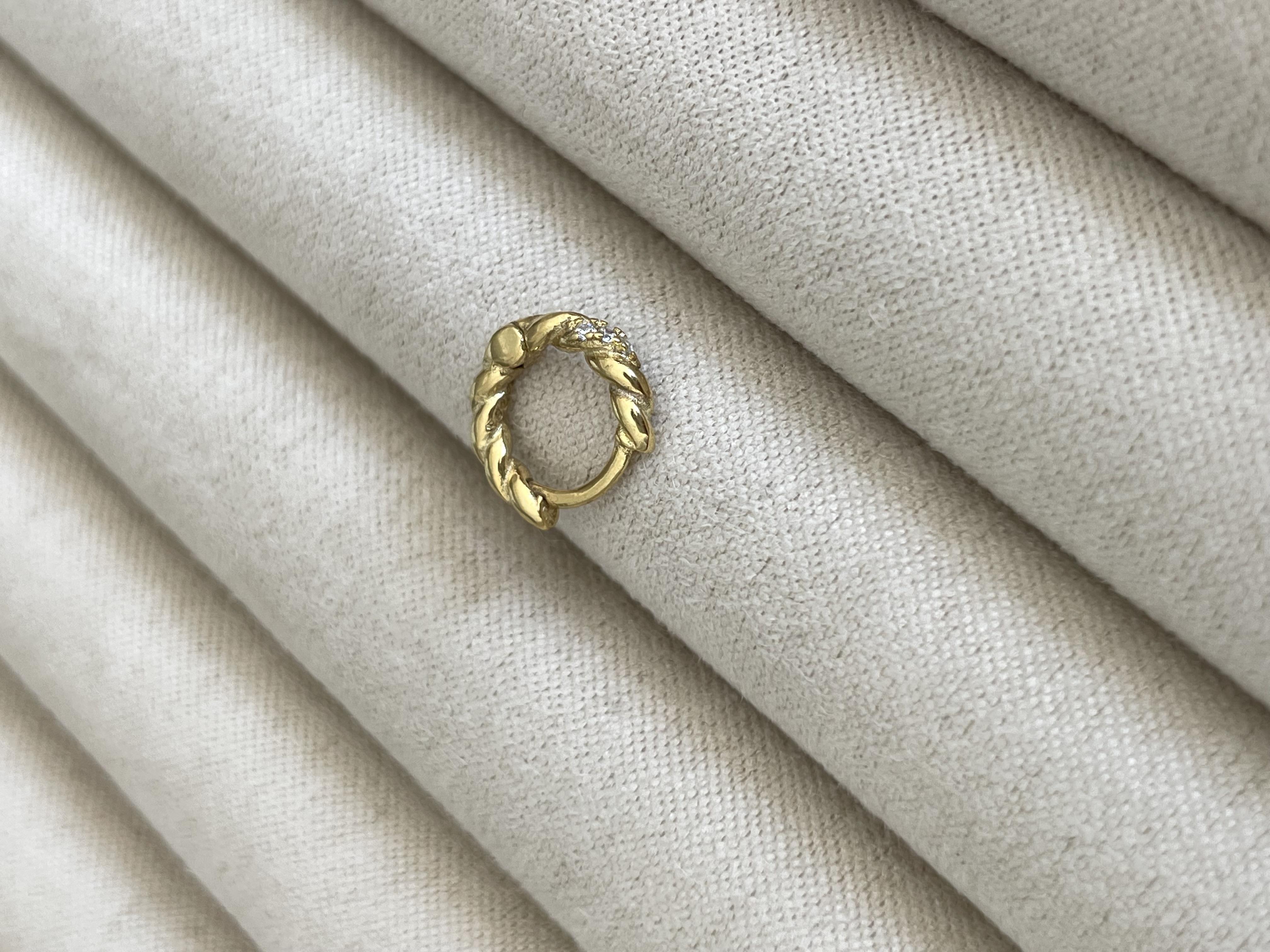 Kenarı Taşlı Burgulu Halka Piercing