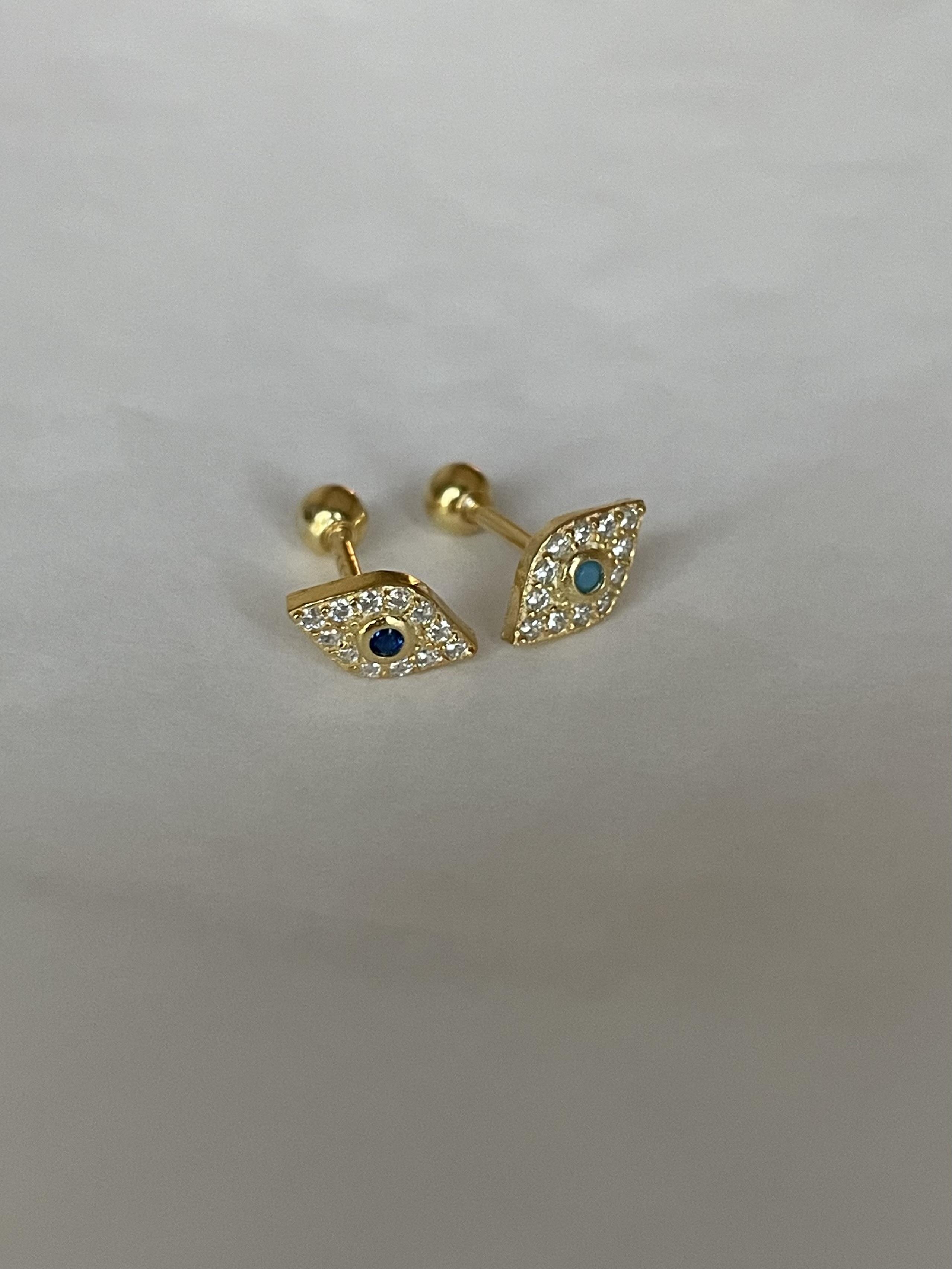 Ortası Renkli Taşlı Göz Piercing