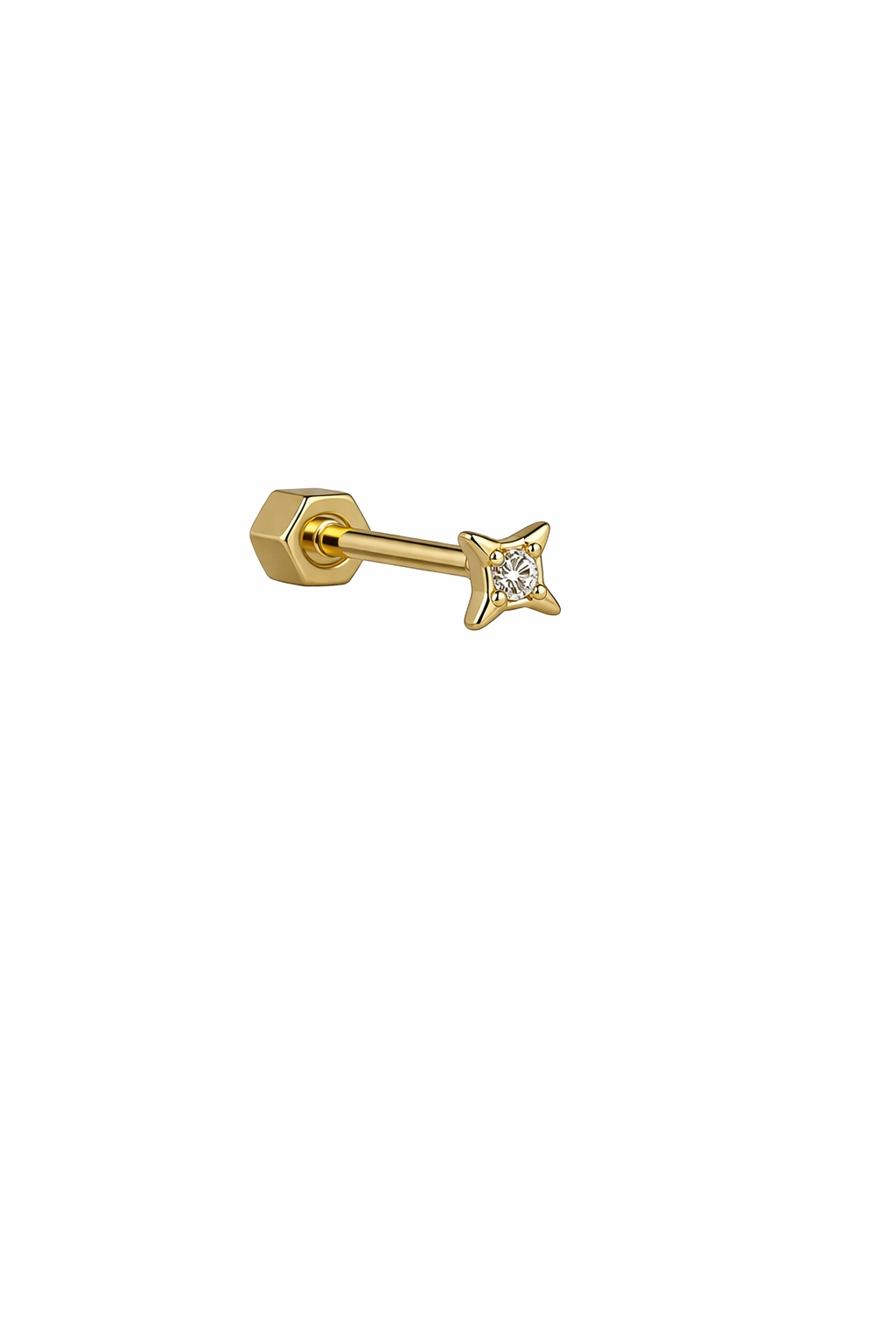 Ortası Taşlı Minimal Yıldız Piercing