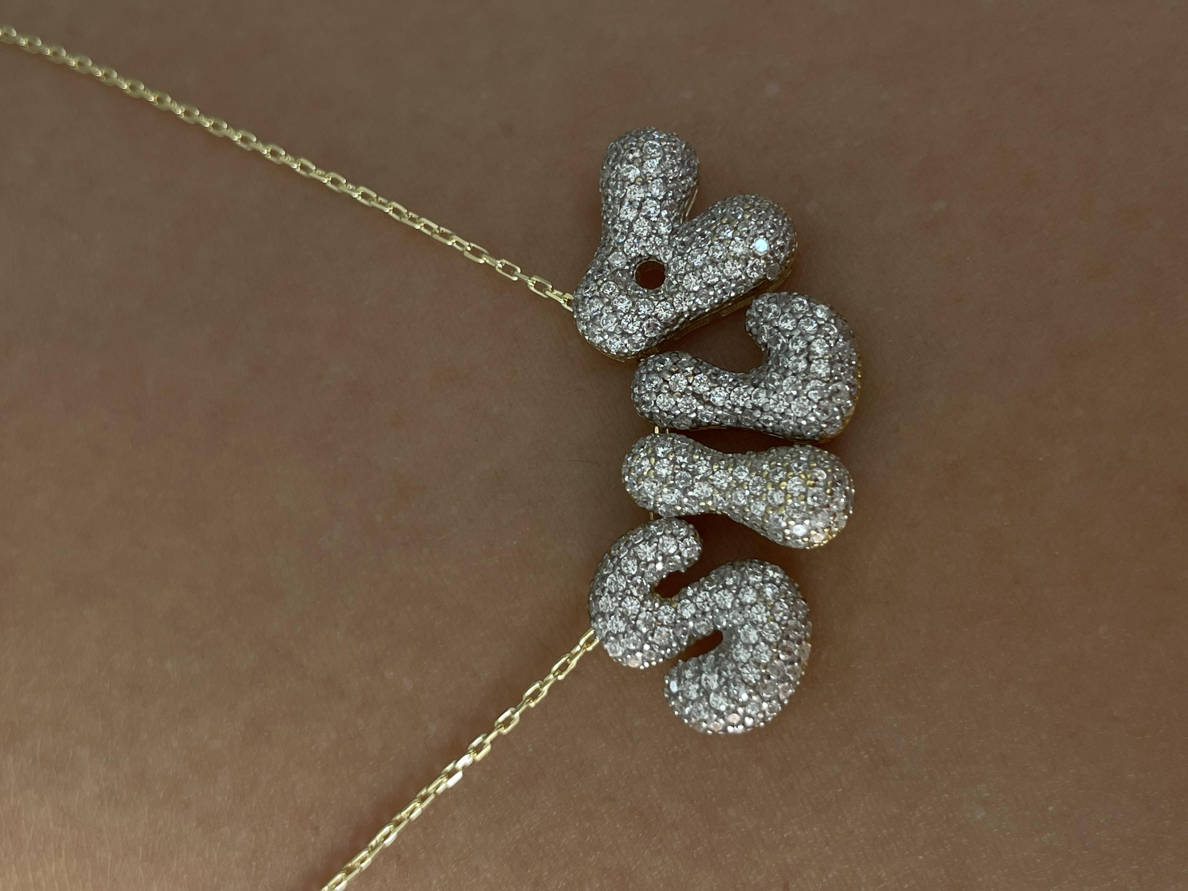 Taşlı Küçük Bubble İsim Kolye