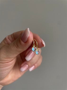 Ay Taşlı Kalpli Halka Küpe