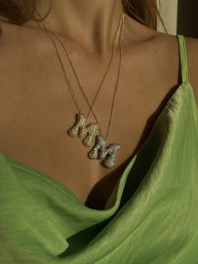 Taşlı Büyük Bombeli Harf Kolye